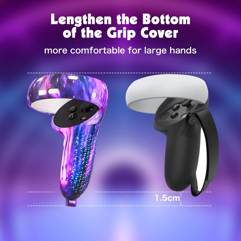 [Australia - AusPower] - Relohas VR Accessory Set for Oculus Quest 2 - Controller Grips, Shell & Face Covers, Galaxy Purple 1-Starry Purple 
