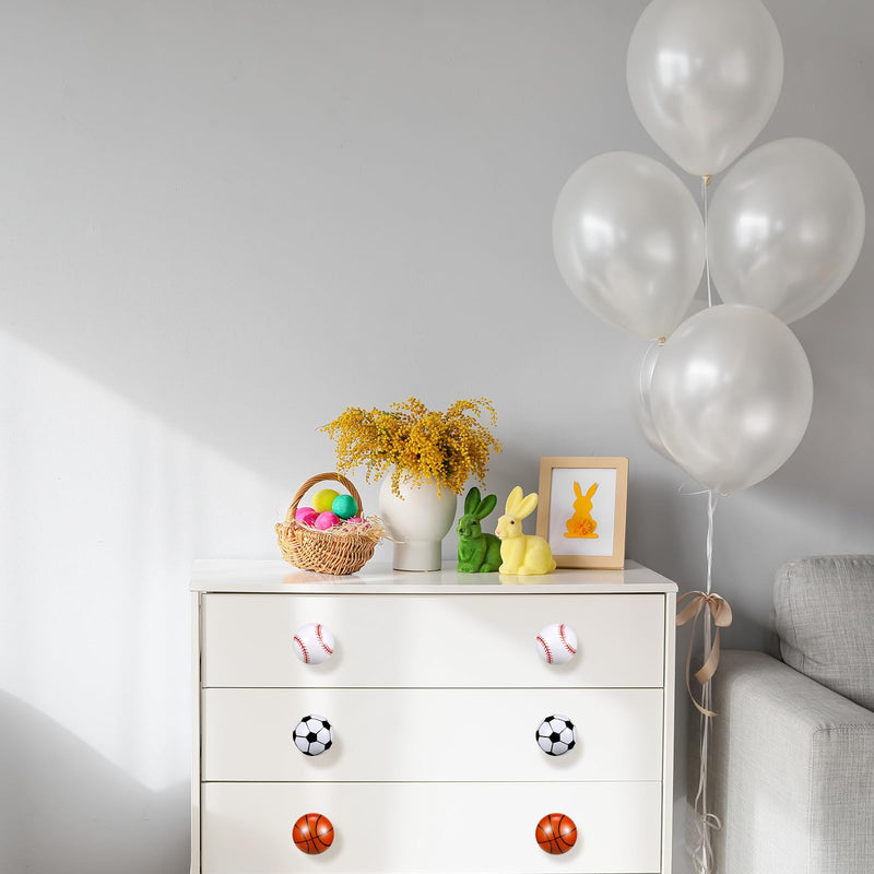 Menkxi 16 Pcs Sports Ball Dresser Knobs for Kids Baseball Basketball Dresser Drawer Knobs Boys Football Soccer Sports Nursery Hardware Drawer Pulls Handles for Cabinet Party Decor (Classic Style) Classic