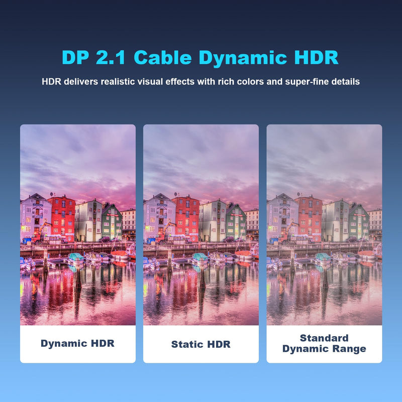 8K Fiber Optic DisplayPort Cable 2.1, 10ft Active DP Cable 54Gbps, 8K@60Hz, 4K@240Hz, 2K@360Hz, HDR, HDCP, DSC 1.2a, High Speed Optical Display Port Cord for Gaming/Monitor/FreeSync/G-Sync/TV/PC