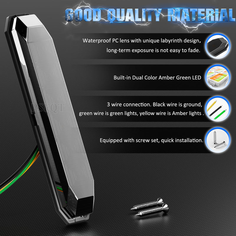 [Australia - AusPower] - PSEQT 4.7'' Dual Color Trailer Marker LED Lights Strip Dual Function Side Clearance Tail Grille Bumper Fender Waterproof Light 12V for Trailer Truck Bus Van ATV UTV, 10Pcs w/Black Lens Amber Green Amber & Green (Black Lens) 