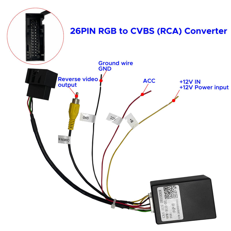 SCUMAXCON RGB Backup Camera Adapter RGB to AV Cable YX2216 for Passat RCD510/RNS510/315 Upgrade to RCD360 Radio