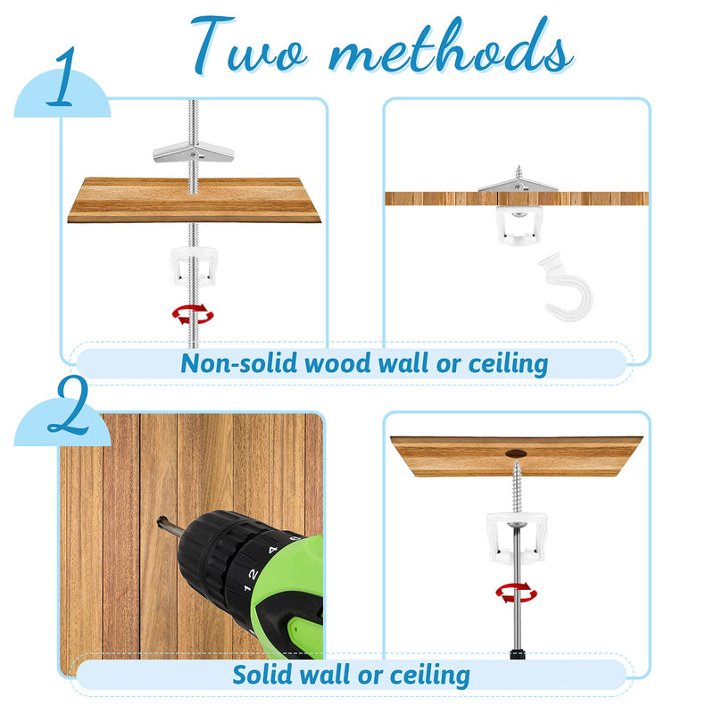 [Australia - AusPower] - 4 Sets Ceiling Hooks for Hanging Plant Ceiling Swivel Hook with Screw Bolt Zinc Plated Spring Toggle Wing for Classroom Decoration (White) White 