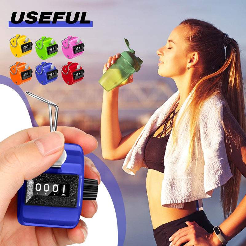 [Australia - AusPower] - Copkim 12 Pcs Clicker Counter, ABS Hand Tally Counter, 4 Digit Number Clickers Metal Hand Counters for School Coaching, Scoring, Stadium, Tasbih Counters, Stitch Counte for Crocheting Bright 