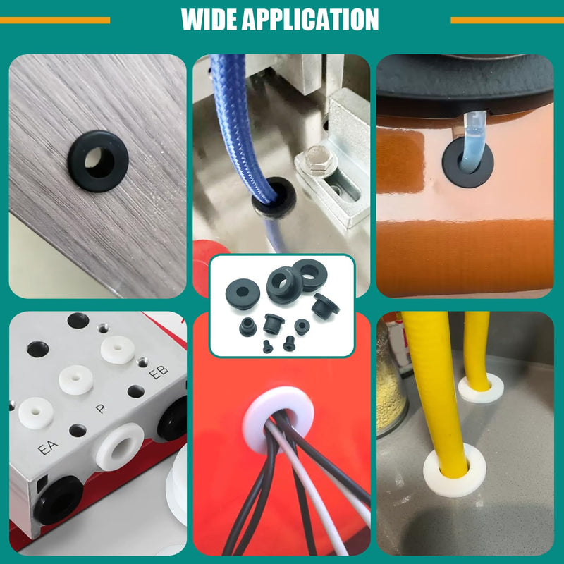 [Australia - AusPower] - 130PCS Silicone Rubber Grommets for Wiring, White Top Hat Rubber Grommet Assortment Kit, 9 Sizes Round Hole Rubber Wire Grommets for Automotive, Vinyl Tubing in Hydroponic and Irrigation Systems 