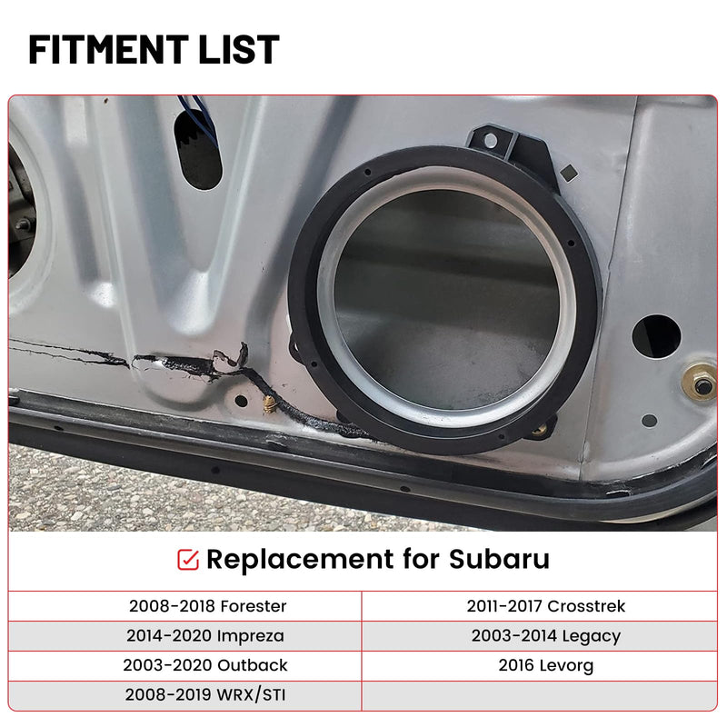 [Australia - AusPower] - RED WOLF Front Door Speaker Adapter 6.5 Inch for Select 2008-2020 Subaru Forester Impreza Outback WRX/STI Install 6-1/2" Aftermarket Audio Speaker Spacer Ring Bracket 2 PCS 