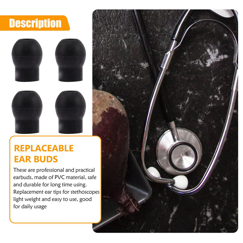[Australia - AusPower] - Mobestech 4pcs Earplugs Ear Tips for Stethoscopes Stethoscope Accessories Stethoscope Replacement Earbud Stethoscope Replacement Ear Tips Stethoscope Ear Tips Replacement Ear Beans Gourd PVC 1.5x1.2cm Black 