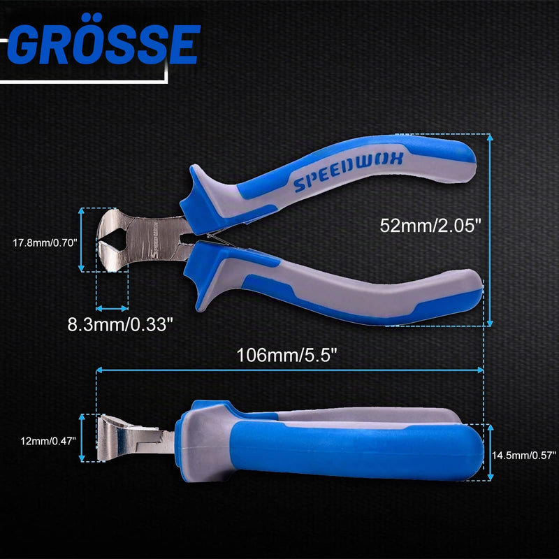 SPEEDWOX 4 inch End Cutting Pliers Mini End Cutters Precision End Nippers Flush Twin Blades with Spring Micro Functional for Wire Cutter Professional Tool Pull Nails Brads Chrome Vanadium Steel 4" End Cutting Pliers