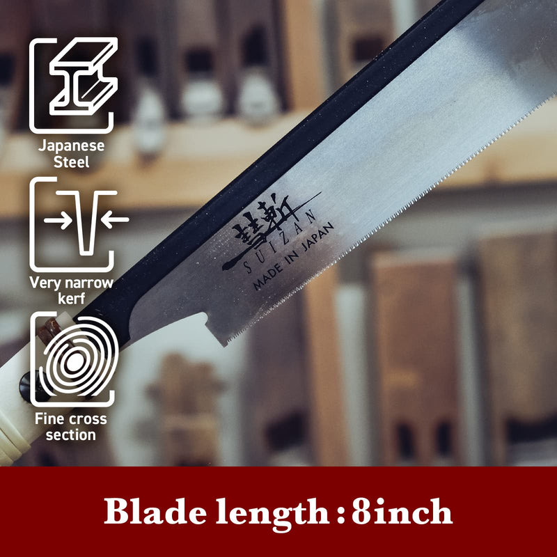 SUIZAN Dozuki Dovetail Saw 8" Crosscut 0.008" Ultra Thin Blade - Professional Japanese Pullsaw Handsaw Woodworking Tools 8 Inch (210mm) Hand Saw