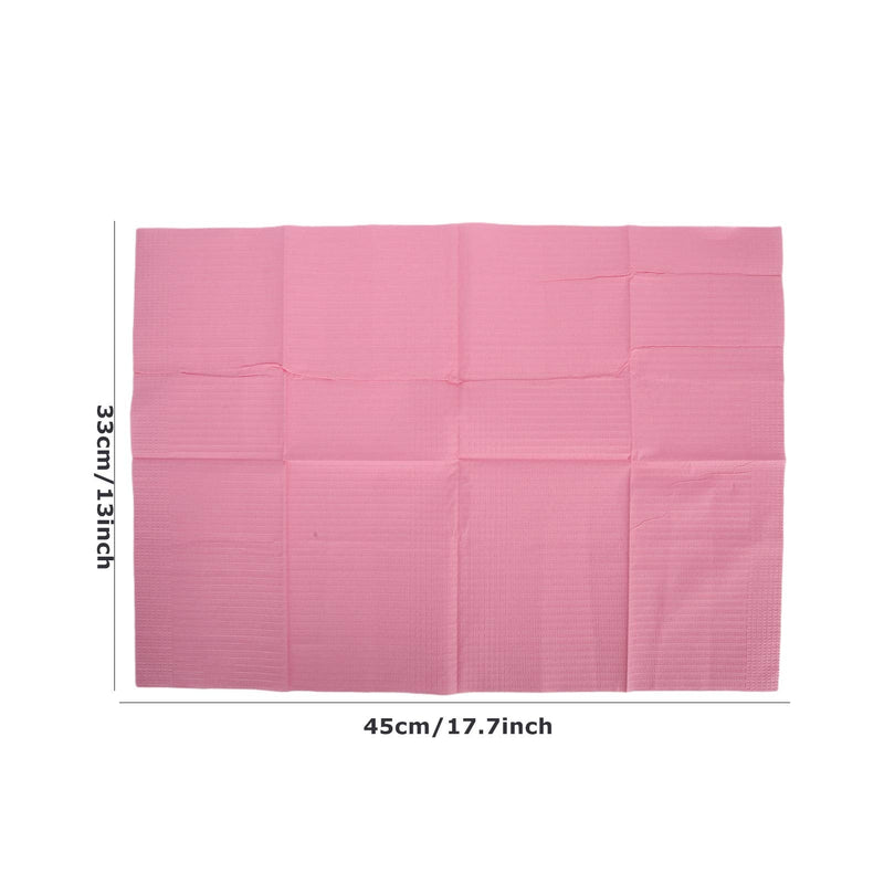 Tattoo Bibs, Pack of 125 Disposable Dental Bibs Waterproof Tattoo Cover Piercing Table Mat Nail Paper Towels Acrylic Manicure Cloths Table Cloth Supply Sheets Tablecloth Clean Pad Dental Pink