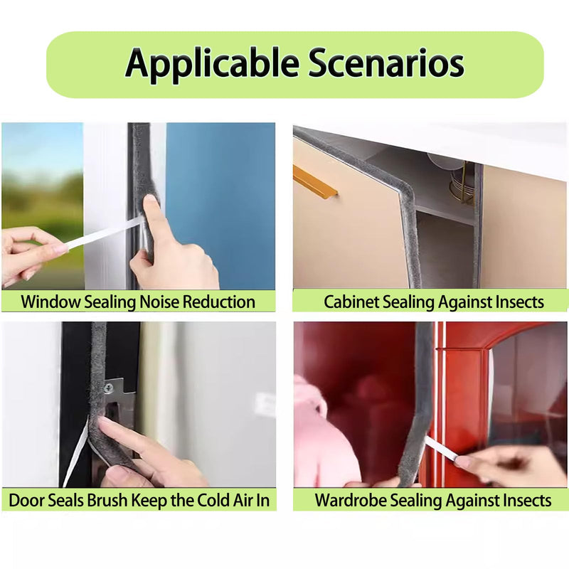 [Australia - AusPower] - Brush Weather Stripping Door Seal -Effective Weather Stripping for Doors & Windows, Insulation Strip for Gap Filling,Draft Stopper for Exterior Doors, Window Seal,and Conditioner,0.4 inx32.8FT 0.4 in x 0.4 in x 32.8 FT [Fiber Brush Weather Strip] 