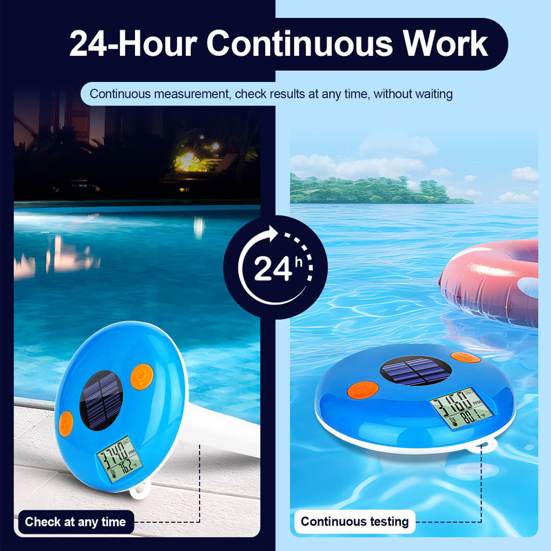[Australia - AusPower] - Pool Salt Tester | Floating Salinity Meter - Salt Test for Saltwater Pool, Digital Temperature Salinity Level Tester, YINMIK Pool Thermometer with Solar Rechargeable | IPX8 Waterproof 