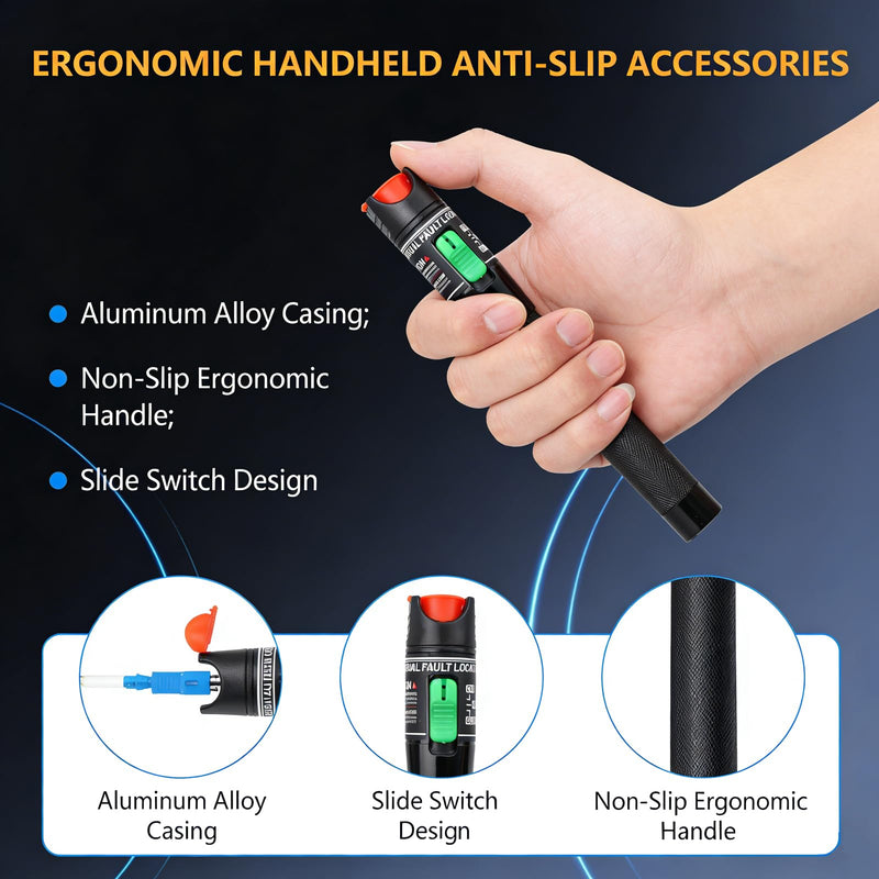 Visual Fault Locator 5KM Fiber Optic Tester Tool Kit VFL Light Pen for Network Cable for SC/FC/ST/LC Connectors (5MW) | Visual Fault Locator, Fiber Optic Tester, Portable Mini Red Fiber Optic Cable Tester