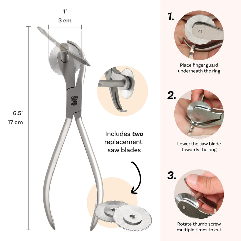 [Australia - AusPower] - The Beadsmith Ring Cutter Tool - Curved Handles with Thumb Screw and Finger Guard for Safety – w/ 2 Replacement Blades - for Jewelers, Emergency, Paramedics, EMS, EMT, Fire Rescue, Doctors Large Curved Handles 