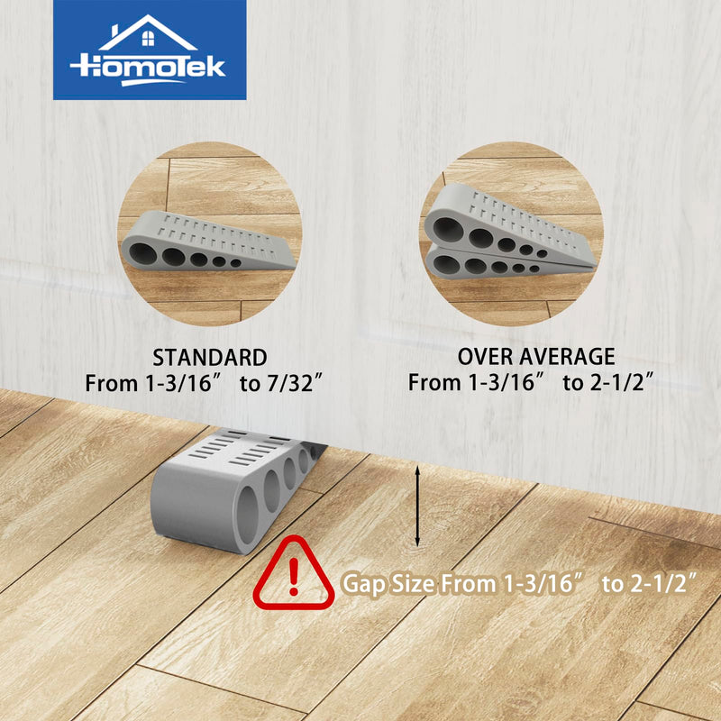 [Australia - AusPower] - HOMOTEK 2 Pack Wedge Rubber Door Stops Door Chucks Stoppers Wall Protector for Floor & Bottom of Door with Self Adhesive White Holder, 5"x1-9/16"x1-5/16" (Gray) Gray 