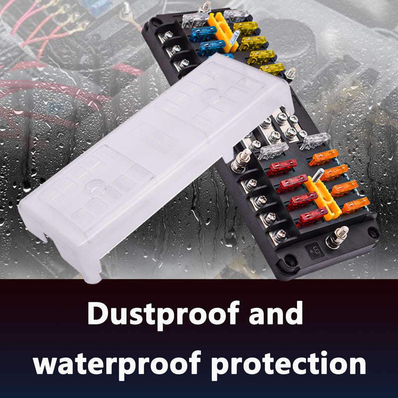 [Australia - AusPower] - 20 Way Blade Fuse Block 16 Circuit Fuse Holder Fuse DC SUB Panel with Ground and Cover for Car Boat Marine Trike Car Truck Vehicle SUV Yacht RV 