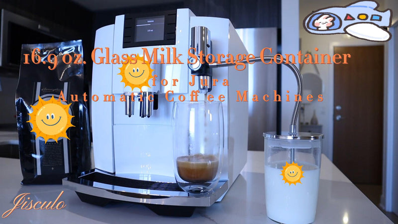 16.9 oz Glass Milk Container for Jura & Stainless Steel Milk Pipe Casing with HP3 Adapter, Compatible with Jura Coffee Machine Models: Z8, Z6, J6, S8, S80, E8, GIGA X8G2/ X3G2, X8, X10, WE8 Container+Casing
