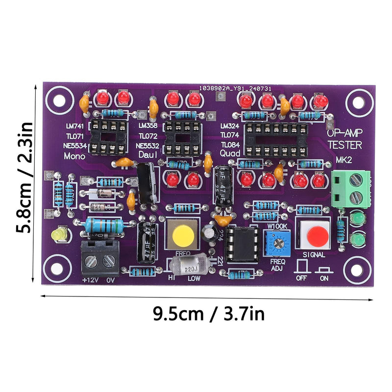 Operational Amplifier Test Board Op Amp Tester Module with LED Indicators for Single Dual Quad Op Amp IC Testing LM741 LM358 LM324