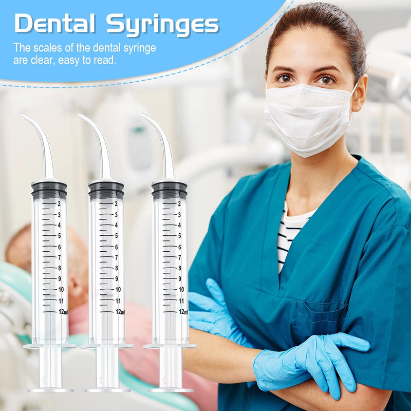 [Australia - AusPower] - 50 Pieces 12ml Dental Syringe with Curved Tip Measurement Disposable Syringe Irrigation Syringe for Liquid Water Syringe Dental Irrigation Syringe for Oral Dental Care Tonsil Stone Feed Pets 