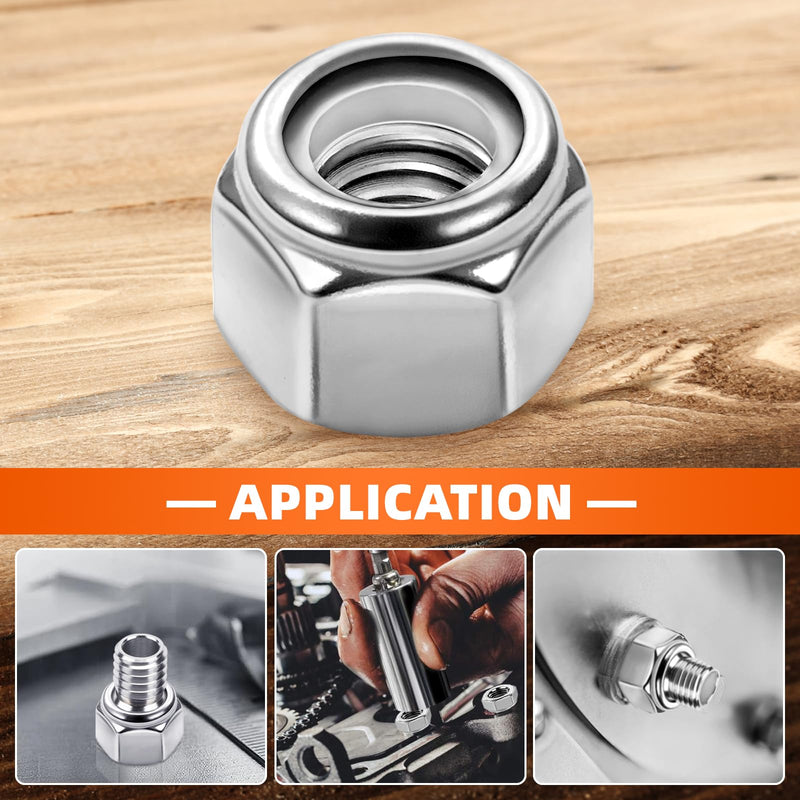 [Australia - AusPower] - 1/4-20 Nylon Insert Hex Lock Nuts Locknuts, 304 Stainless Steel 18-8, Bright Finish, 25 PCS 1/4"-20 