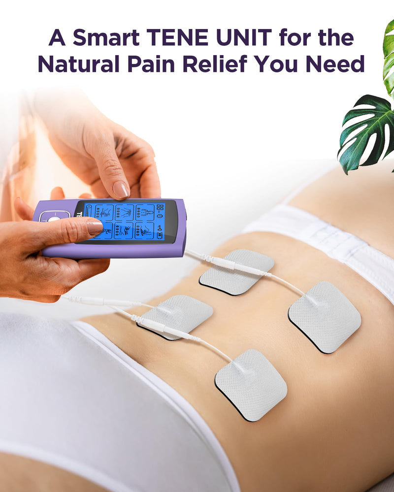 [Australia - AusPower] - TENKER TENS Unit Muscle Stimulator, 24 Modes TENS EMS Machine for Pain Relief Therapy/Pain Management, Rechargeable Electronic Pulse Massager with 2"x2" and 2"x4" TENS Unit Electrode Pads A-purple 