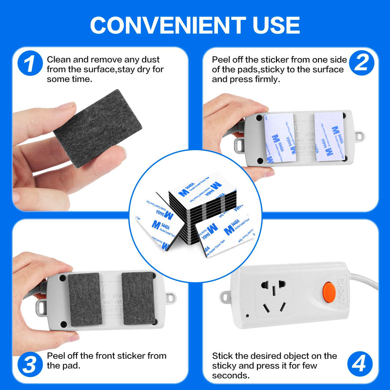 Double Sided Adhesive Pads,Heavy Duty Mounting Tape,48Pcs 3mm Thickness Pre-Cut Foam Tape,Super-Sticky Black Strong Pads Rectangle Shape Waterproof for Walls Picture, Car, Home, Office 1.97x1.18 48