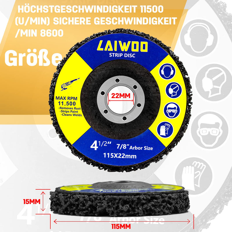 [Australia - AusPower] - LAIWOO CSD Disc Sanding Disc, Purple Cleaning Disc Set, Coarse Cleaning Disc, Nylon Fabric Disc, Paint Removal, Rust for Angle Grinder (5 Pieces - 115 x 22 mm) 5pcs-115*22mm 