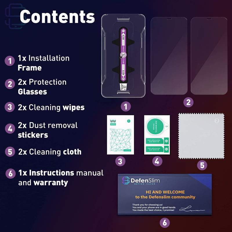 [Australia - AusPower] - iPhone 12 Pro Max Screen Protector [2-Pack] with Easy Auto-Align Install Kit - Tempered Glass for iPhone 12 Pro Max (6,7") - New Glass with Your Next Phone 