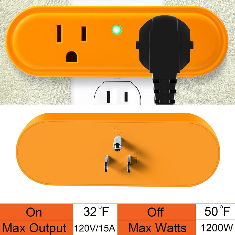 Thermostatically Controlled Outlet: Automatically Turn on Below 32℉, Turn Off Above 47℉ Unnecessary to Turn Off Power Manually in Cold Winter Cube 3 Pack (Aurantium) Orange