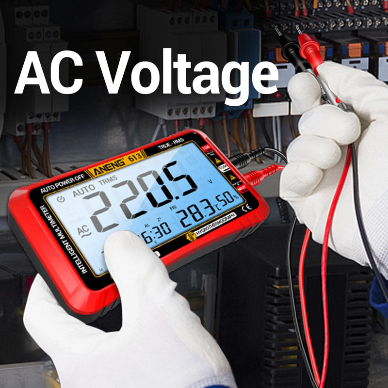 ANENG Digital Multimeter Tester,4000 Counts Voltage Tester,Auto-Ranging TRMS Volt Meter,Large LCD Ohm Meter Measures AC/DC Current,Voltage,Resistance, Diode,Continuity,Capacitance,Temperature(Red) 613 Red Large Screen