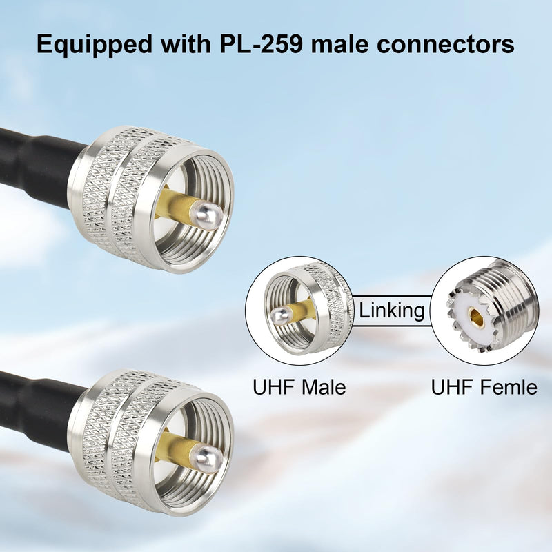 [Australia - AusPower] - XRDS -RF RG58 Coax CB Cable 18FT, 50 Ohm with PL-259 UHF Male Connectors – Flexible & Durable Coaxial Cable for CB Radio, Ham Radio, Antenna, SWR Meter, SDR 18 FT 1 