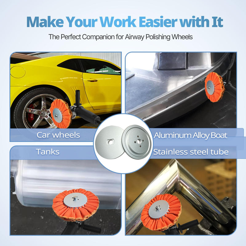 [Australia - AusPower] - Neeki Aluminum Insertable Self-Clamping Safety Flange for Airway Buffing & Polishing Wheels with 5/8" Arbor Hole, Fits Airway Buffs with 3" Center Plates ，No Need to Removing Center Plates 