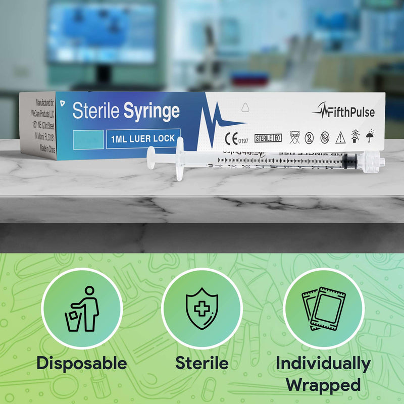 [Australia - AusPower] - 1 ml Syringe without Needle - 25 Pack of Individually Wrapped Disposable Syringes - Good for Medical, Scientific Lab, Home Use, and More - Sterile Luer Lock Syringes 1 ML 25.0 