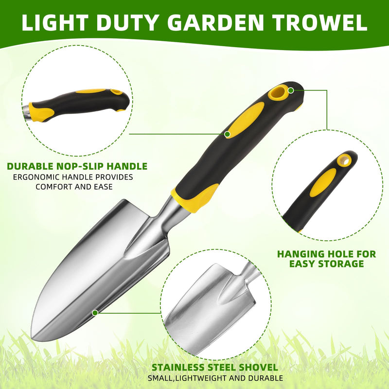 Product Image Yaocom Garden Shovel Aluminum Alloy Heavy Duty Trowel Garden Tool Small Shovels for Digging Metal Hand Trowel Spade with Soft TPR Handle for Lawn Yard Farm Home Shop Planting(12 Pcs) Wide Shovel Yellow, Green 12