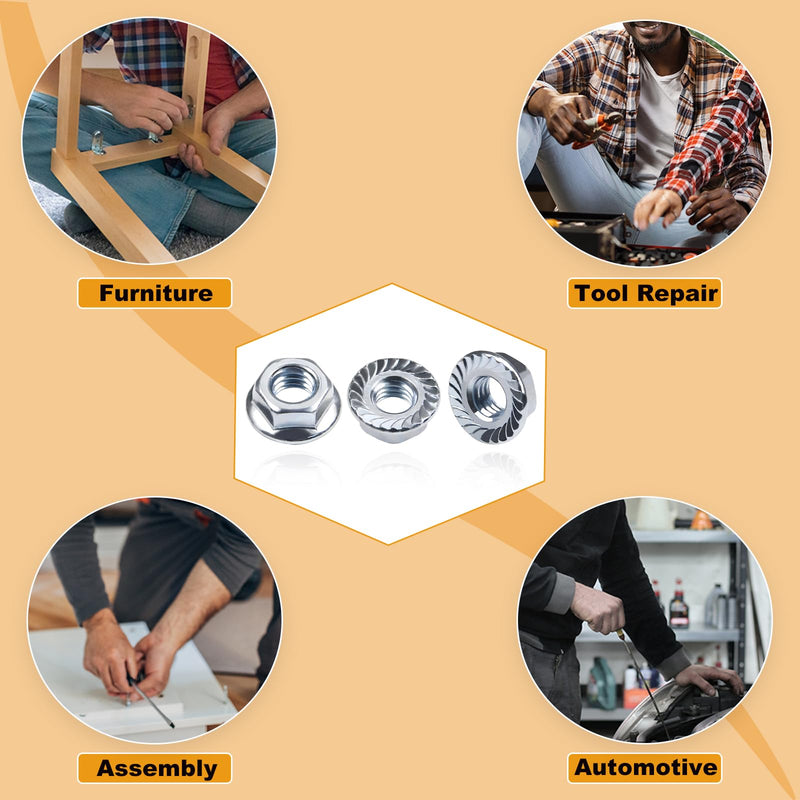 [Australia - AusPower] - 50pcs 1/4-20 Serrated Flange Hex Nuts, 1/4" Hexagon Flange Nuts, Carbon Steel Zinc Plated, UNC Nuts Fasteners, Right Hand SAE Replacement Nut 1/4"-20 