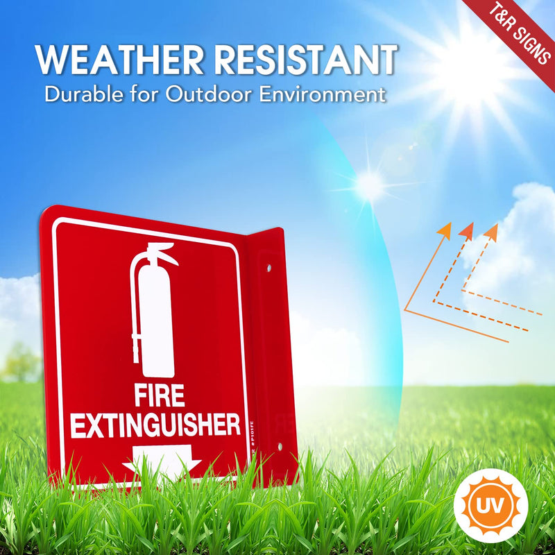 T&R Fire Extinguisher Sign, Fire Extinguisher with Down Arrow - 8 Pack - 6 x 6 Inches Acrylic, 2 pre-drilled holes, Includes Matching Screws, Use for Home Office/Business L - 8 Pack