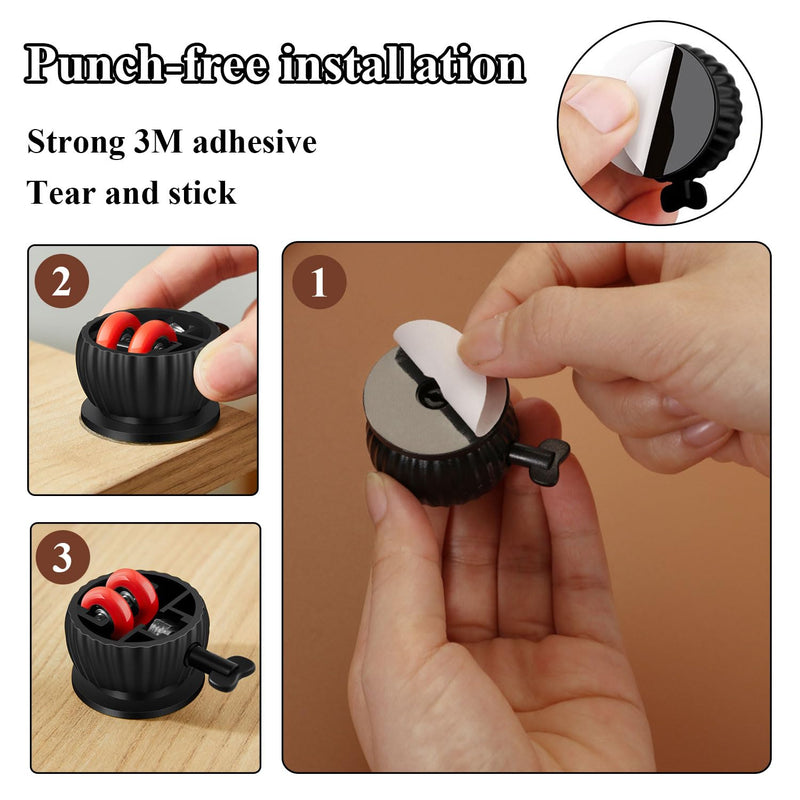 [Australia - AusPower] - 4pcs Self Adhesive Castor Wheels, 360° Universal Swivel Kitchen Appliance Casters, Mini Roller Ball Sticky Pulley Slider with Locking Brake for DIY Small Furniture Trash Can Storage Box Tin Red wheel with brakes 4x White 