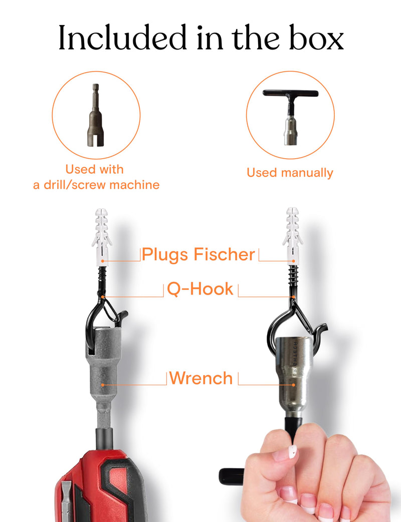 [Australia - AusPower] - Brightech String Light Screw Hooks - Ceiling Hooks for Hanging Solar, Plug-in Lights, Outdoor String Lights - Q Hooks with Safety Buckle Design for Porch, Patio - 15 Pack, Black 15 Pcs 