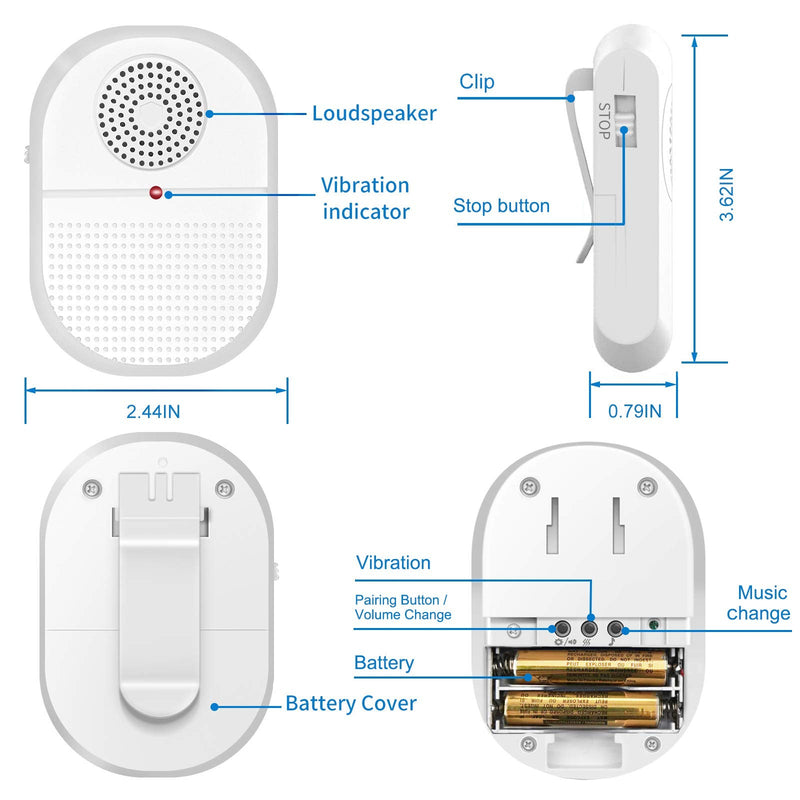 [Australia - AusPower] - CallToU Caregiver Pager Call Button elderlyWireless SOS Call Button Vibration Pager Nurse Calling Alert System for Home Elderly Disabled Patient 2 SOS Call Buttons/Transmitters 2 Receivers CCVP 2-2 