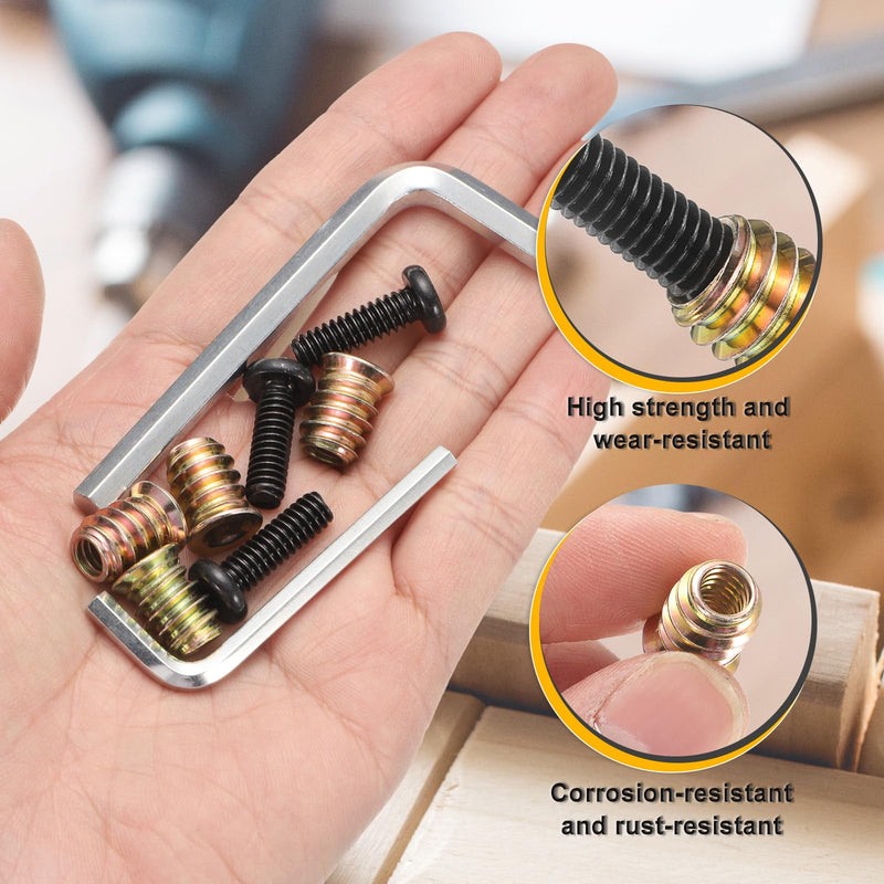 [Australia - AusPower] - uxcell 24Sets M6 x 25mm Furniture Screw Threaded Inserts for Wood, M6 x 15mm Inserts Nut Bolt Fastener Connector with Hex Socket Drive Mount for Secure Joints 24 