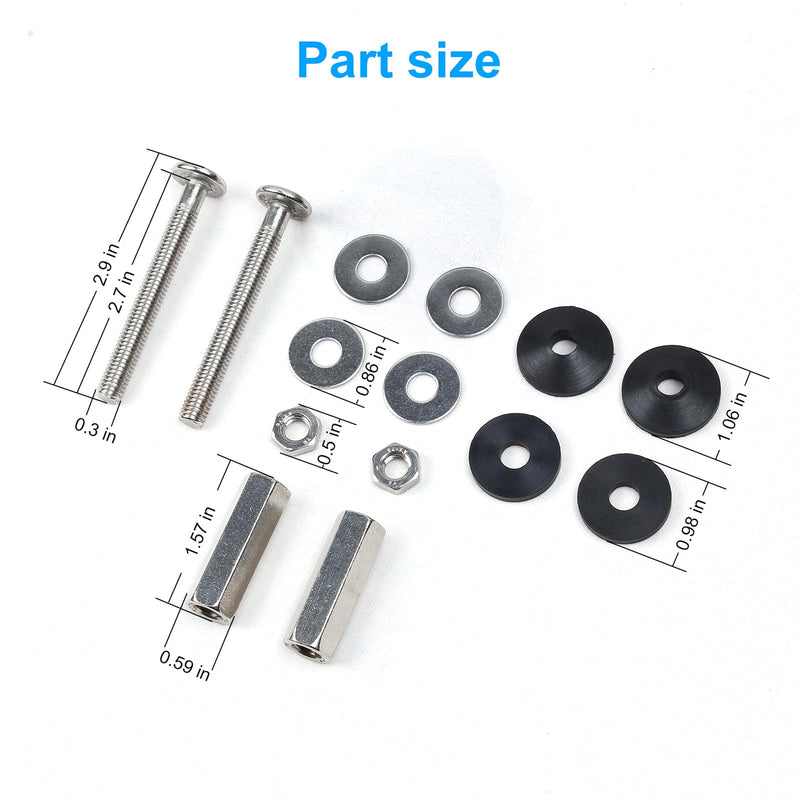4Pcs Universal Toilet Seat Bolts Kit, Metal Heavy - Duty Toilet Tank Bolts, Toilet Seat Screws Replacement Kit with Extra - Long 304 Stainless Steel Downlock Nuts, Rubber Washers Gaskets, by CHIALLCO 4PCS