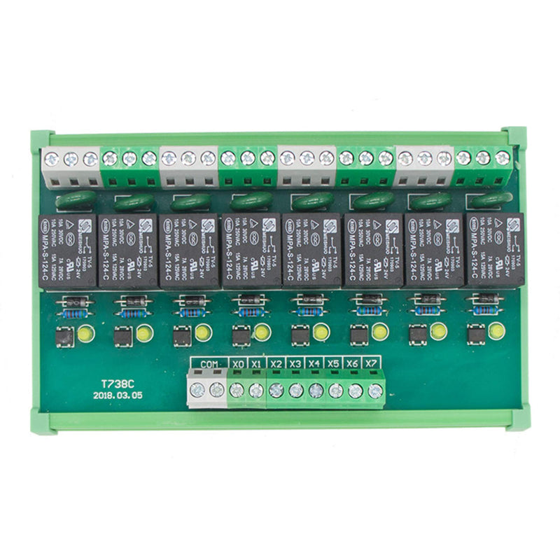 [Australia - AusPower] - 8 Channel Interface Relay Module 24VACDC DIN Rail Panel Mount for Automation PLC Board (FY-T738-24VACDC) 