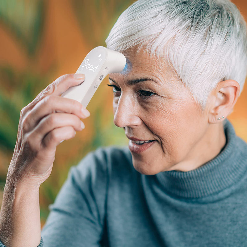 [Australia - AusPower] - Newly Released Innovo Medical Touchless Forehead Thermometer, Non-Contact Fever Alert, Termometro Digital (Snow White), (iF100B) 