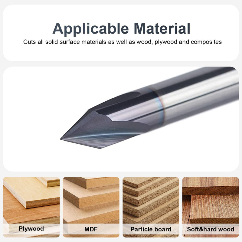 [Australia - AusPower] - SpeTool Set of 2 Chamfer Cutter Engraving Cutter 3 Flutes V Groove Cutter 6 mm Shank 60 Degree Solid Carbide Engraving Cutter End Mill Wood Cutter with TiAlN Coating CNC Milling Cutter for Router 