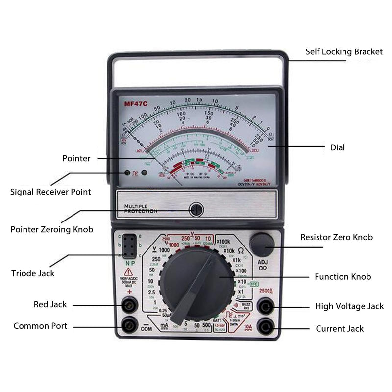 [Australia - AusPower] - Analog Pointer Multimeter, Pointer Type Multimeter Multi Mechanical Multimeter for Industry 