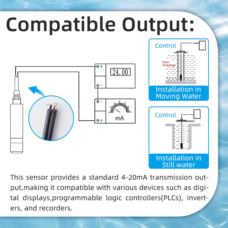 [Australia - AusPower] - Submersible Level Transmitter, Liquid Water Level Transmitter Sensor 5M Cable Detect Controller Float Switch Pressure Transmitter, 4-20MA Stainless Steel Liquid Level Sensor for Pump Water 0-5M 