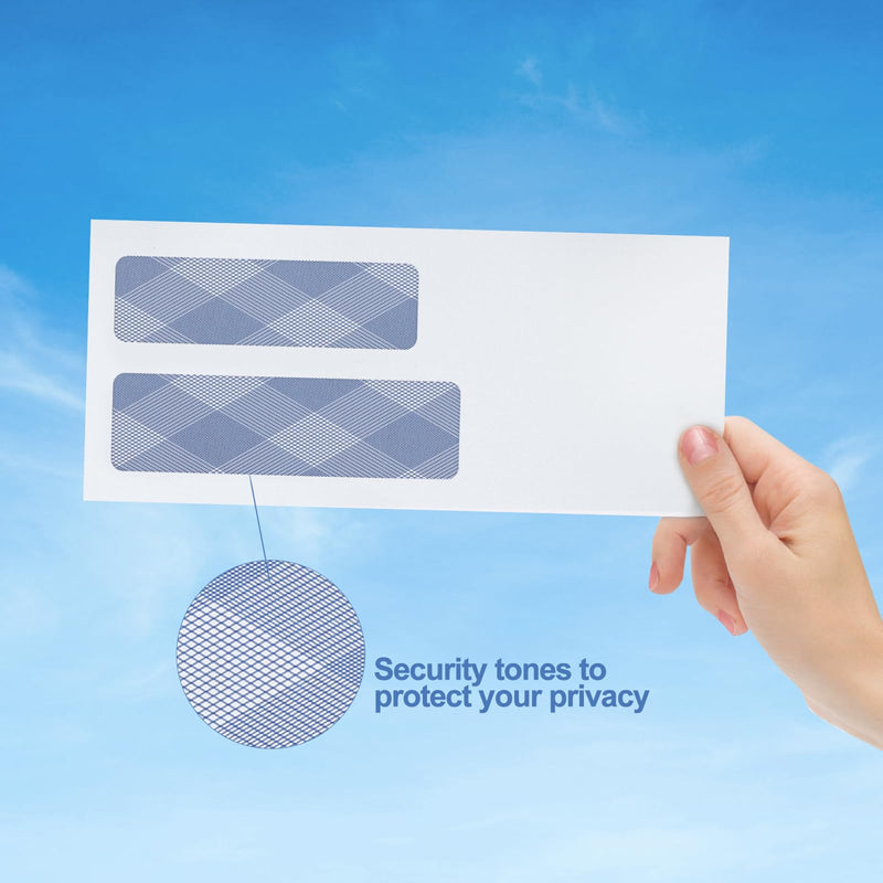750#10 Security Envelopes, PANDRI NO.10 Self-Seal Double Window Envelopes Designed for QuickBooks Invoices, Business Statements & Documents - Number 10 Size 4 1/8 Inch X 9 1/2 Inch - 24 LB 750 PACK