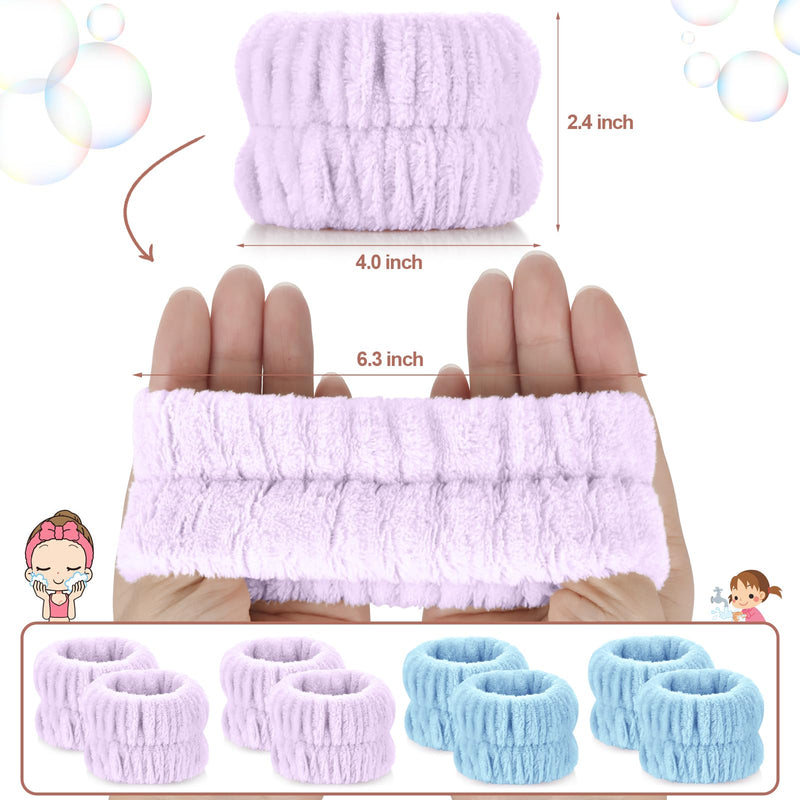 [Australia - AusPower] - Wrist Bands for Washing Face, 4pcs Spa Face Washing Wristbands, Microfiber Arm Wrist Towels, Absorbent Wash Wristbands for Woman Men, Prevent Water from Spilling Down Your Arms Dark Blue+purple 