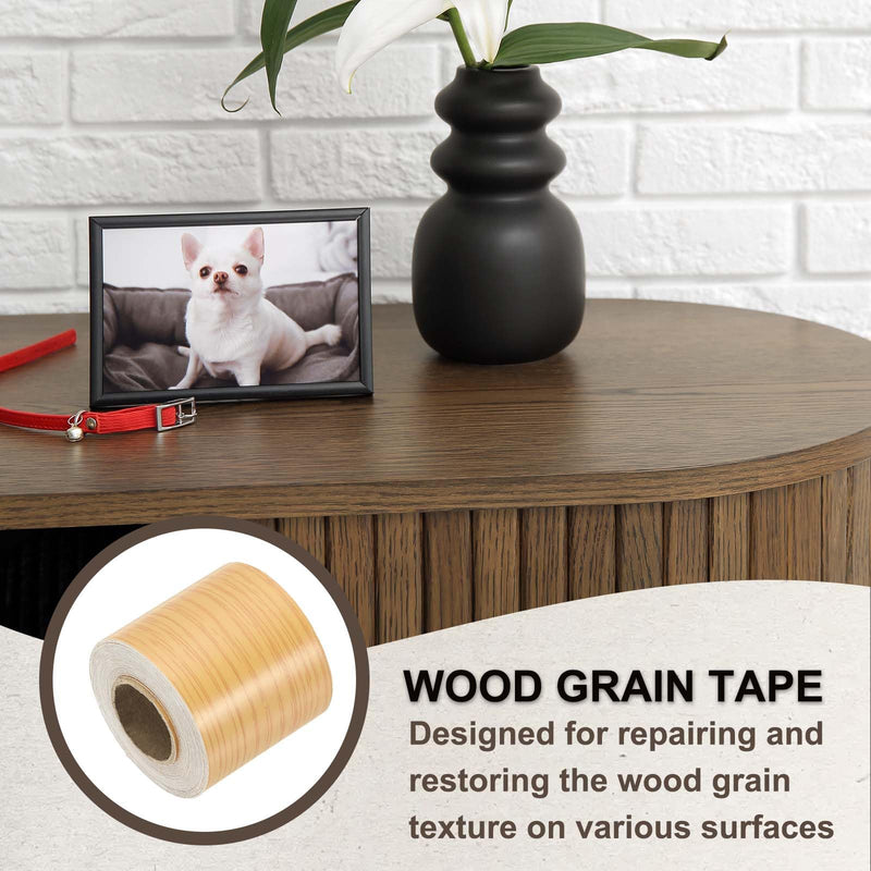 PATIKIL Wood Grain Tape 2" x 32 ft, Self-Adhesive Wood Texture Repair Tape Realistic Wooden Effect Patch for Furniture Cabinets Floor Walls, American Oak