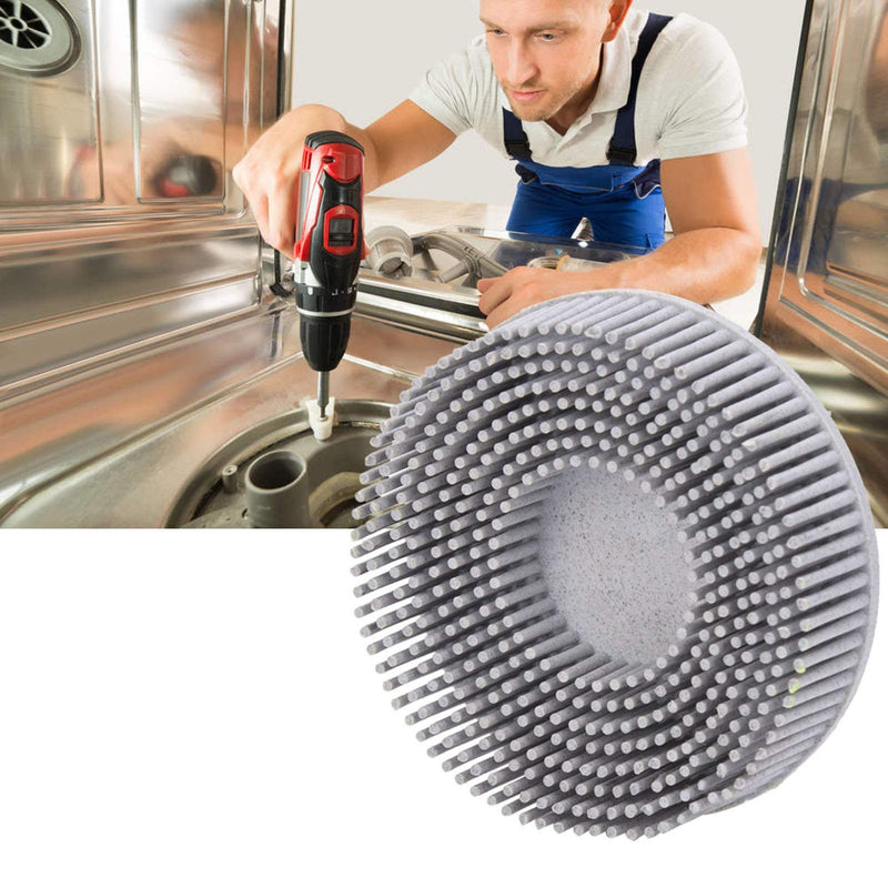 3-Inch Metal Bristle Disc Deburring Brush and Grinding Brush for Precise Deburring and Polishing - Fine Bristles with Emery Rubber, White