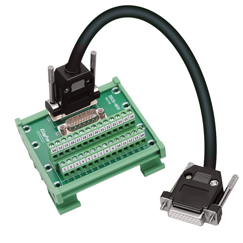 [Australia - AusPower] - DB26 Male/Female D-SUB Din Rail Mount Interface Module, RS232 Serial D-sub 3Row 26Pin Port Terminal Breakout Board for Mechanical Equipment CNC Computers 